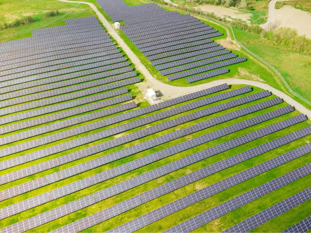 solar panels on solar farm