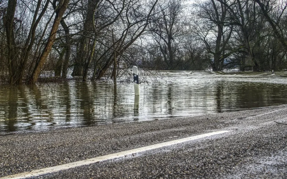 flash flood almost covering road