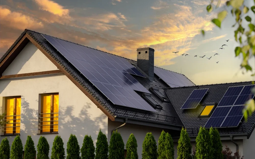 solar panels on roof