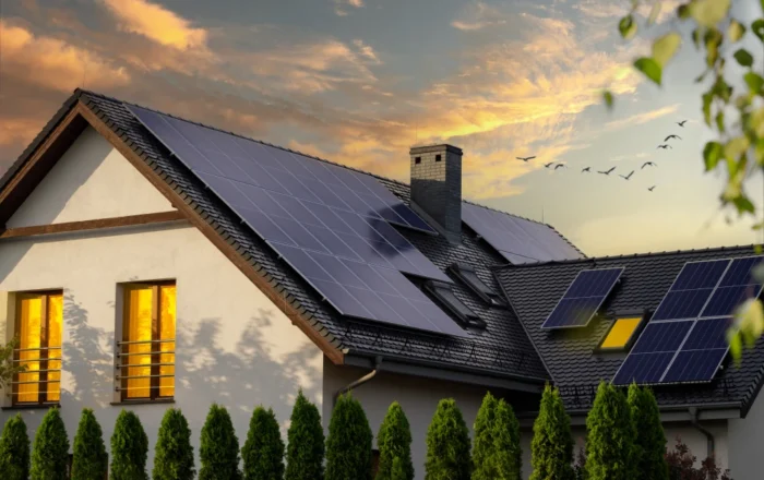 solar panels on roof