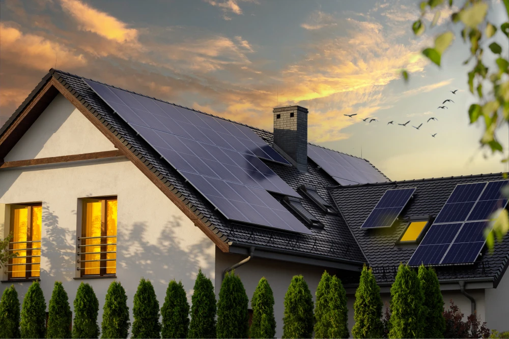 solar panels on roof