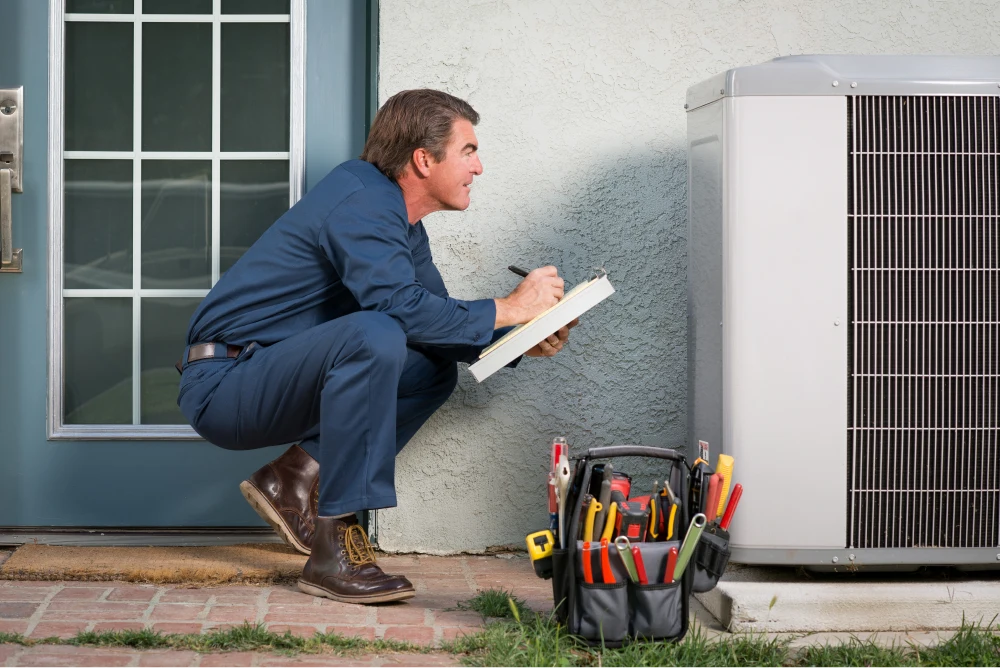 technician inspecting hvac system